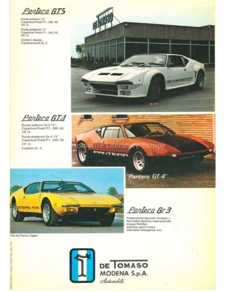 1980 DE TOMASO PANTERA GTS BROCHURE
