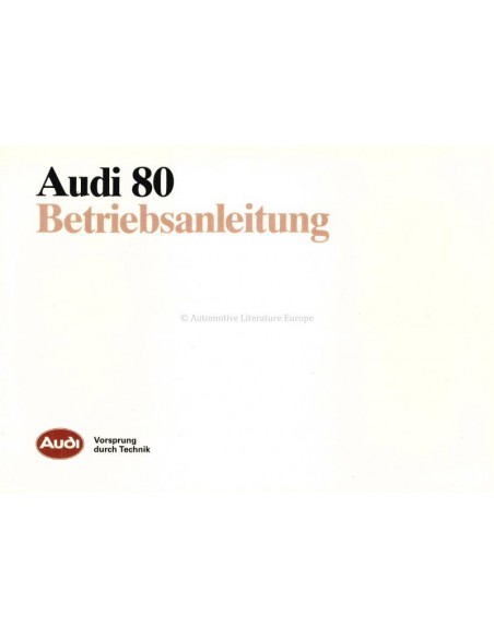 1987 AUDI 80 OWNER'S MANUAL GERMAN