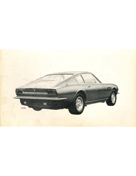 1972 ASTON MARTIN V8 SALOON BETRIEBSANLEITUNG ENGLISCH