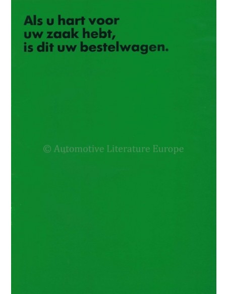 1970 VOLKSWAGEN TRANSPORTER T2 BROCHURE DUTCH