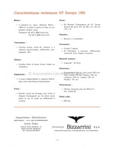 1965 BIZZARRINI GT STRADA 5300 / GT EUROPA 1900 BROCHURE 2