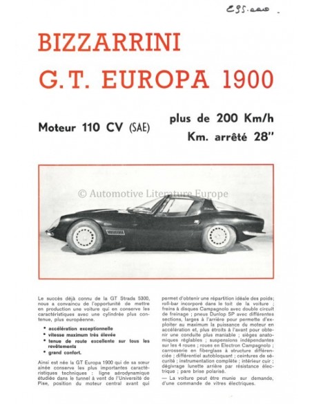 1965 BIZZARRINI GT STRADA 5300 / GT EUROPA 1900 BROCHURE
