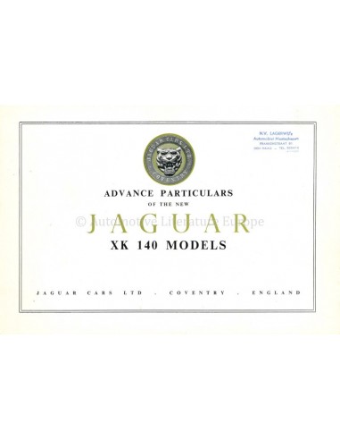 1953 JAGUAR XK 140 PROSPEKT ENGLISCH
