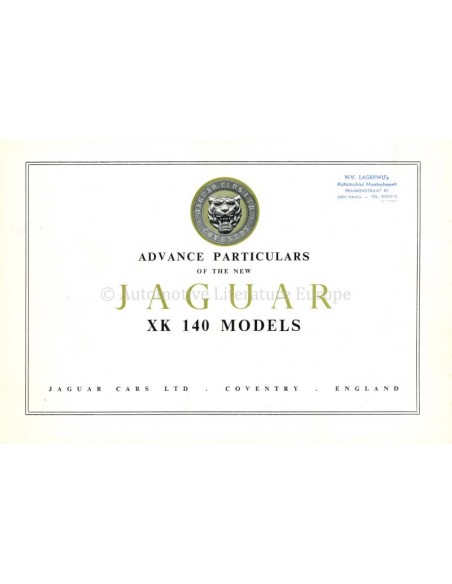 1953 JAGUAR XK 140 PROSPEKT ENGLISCH