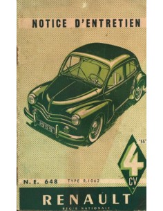 1954 RENAULT 4 CV INSTRUCTIEBOEKJE FRANS