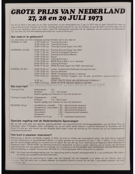 1973 GRAND PRIX ZANDVOORT ORIGINAL POSTER