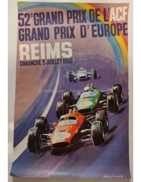 1966 52E GRAND PRIX D'EUROPE REIMS ORIGINAL POSTER
