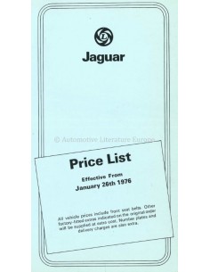 1976 JAGUAR PRIJSLIJST ENGELS