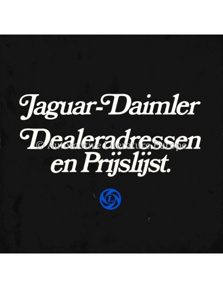 1976 JAGUAR-DAIMLER DEALERADRESSEN & PRIJSLIJST ENGELS