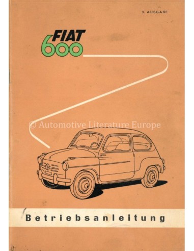 1958 FIAT 600 OWNERS MANUAL GERMAN