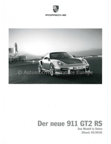 2010 PORSCHE 911 GT2 RS MODELGEGEVENS BROCHURE DUITS