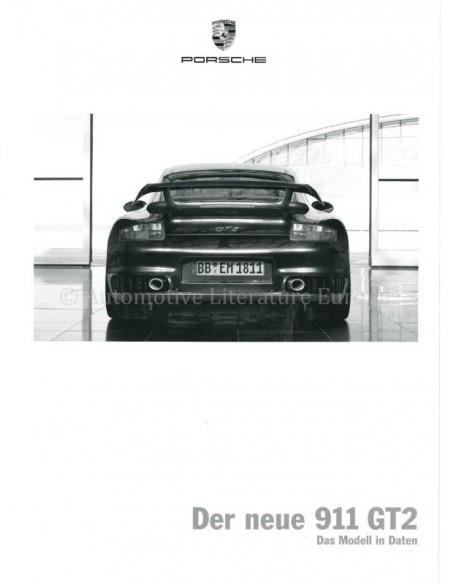 2008 PORSCHE 911 GT2 MODELGEGEVENS BROCHURE DUITS