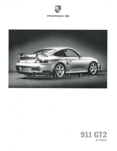 2002 PORSCHE 911 GT2 MODELGEGEVENS BROCHURE DUITS