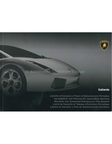 2009 LAMBORGHINI GALLARDO SCHECKHEFT UND WARTUNG HANDBUCH
