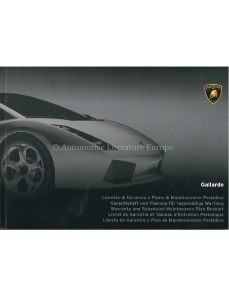 2009 LAMBORGHINI GALLARDO SCHECKHEFT UND WARTUNG HANDBUCH