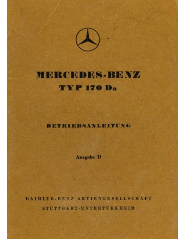 1952 MERCEDES BENZ 170 DA OWNERS MANUAL GERMAN