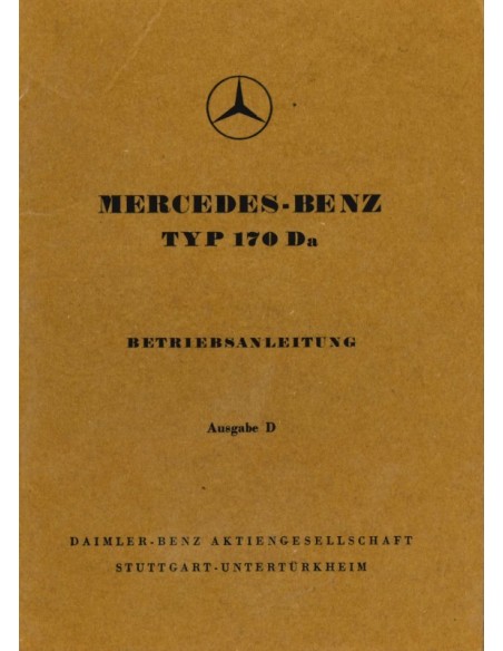 1952 MERCEDES BENZ 170 DA INSTRUCTIEBOEKJE DUITS
