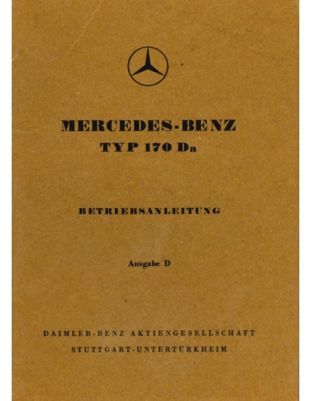 1952 MERCEDES BENZ 170 DA OWNERS MANUAL GERMAN