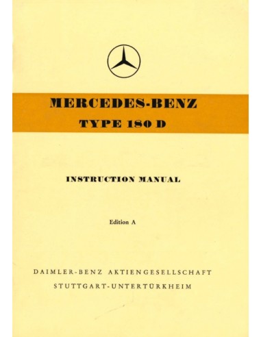 1954 MERCEDES BENZ TYPE 180 BETRIEBSANLEITUNG ENGLISCH
