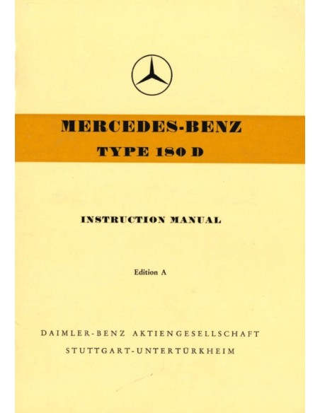 1954 MERCEDES BENZ TYP 180 OWNERS MANUAL ENGLISH