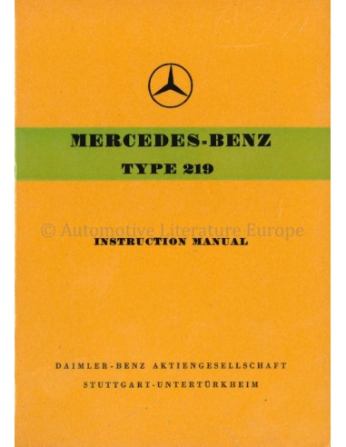 1956 MERCEDES BENZ TYP 219 INSTRUCTIEBOEKJE ENGELS