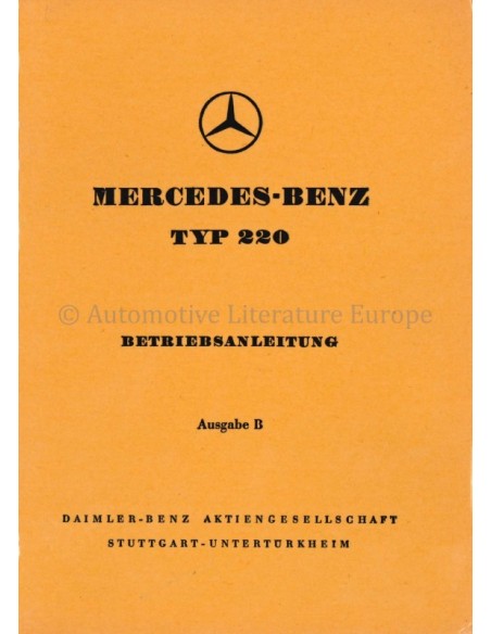 1951 MERCEDES BENZ TYP 220 OWNERS MANUAL GERMAN