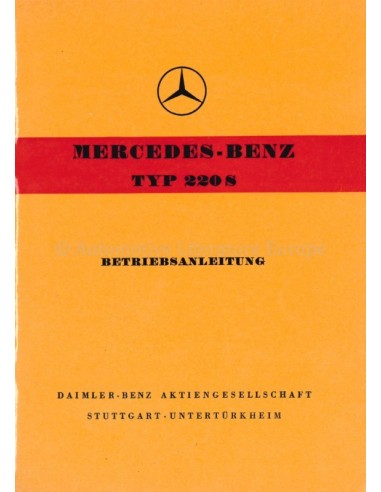 1957 MERCEDES BENZ TYP 220 S INSTRUCTIEBOEKJE DUITS