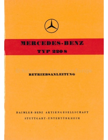 1957 MERCEDES BENZ TYP 220 S OWNERS MANUAL GERMAN