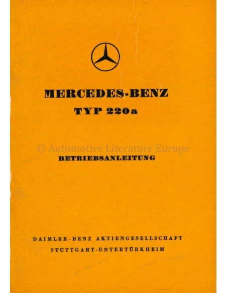 1955 MERCEDES BENZ TYP 220 A OWNERS MANUAL GERMAN
