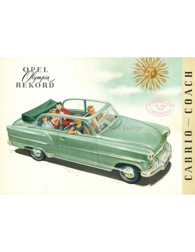 1953 OPEL OLYMPIA REKORD BROCHURE NEDERLANDS