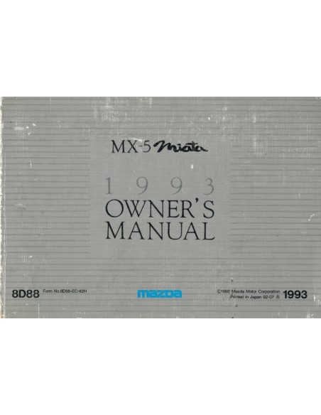 1993 MAZDA MX-5 MIATA BETRIEBSANLEITUNG ENGLISCH / FRANZÖSISCH