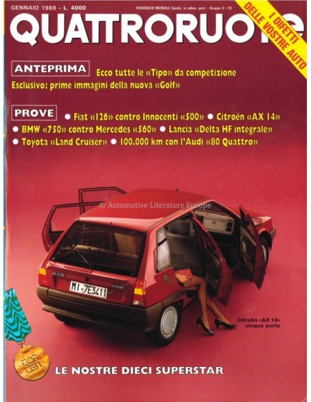 1988 QUATTRORUOTE MAGAZINE 387 ITALIAN