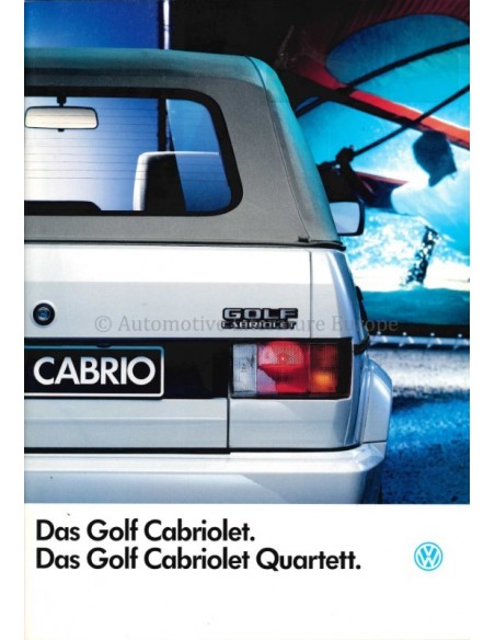 1991 VOLKSWAGEN GOLF CABRIOLET QUARTETT BROCHURE GERMAN