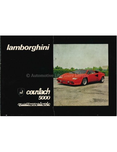 1986 LAMBORGHINI COUNTACH 5000 QV OWNERS MANUAL