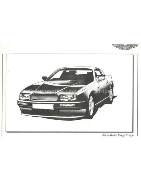 1992 ASTON MARTIN VIRAGE BETRIEBSANLEITUNG ENGLISCH