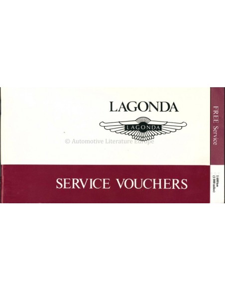 1982 ASTON MARTIN LAGONDA BLANKO SERVICE MANUAL VOUCHERS ENGLISCH