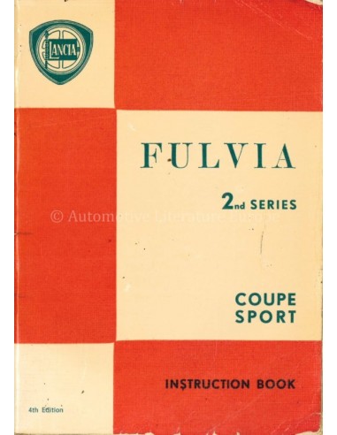 1972 LANCIA FULVIA COUPE SPORT OWNERS MANUAL ENGLISH