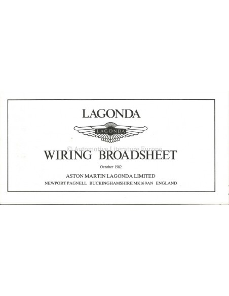 1985 ASTON MARTIN LAGONDA INSTRUCTIEBOEKJE ENGELS