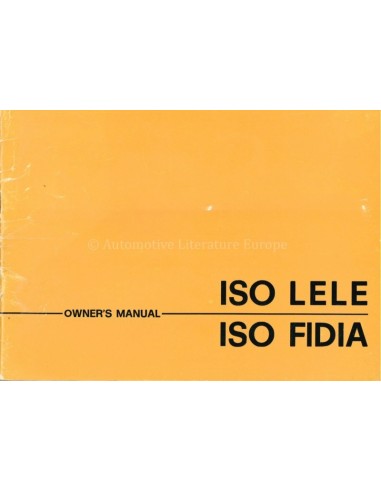 1969 ISO LELE / FIDIA OWNERS MANUAL ENGLISH