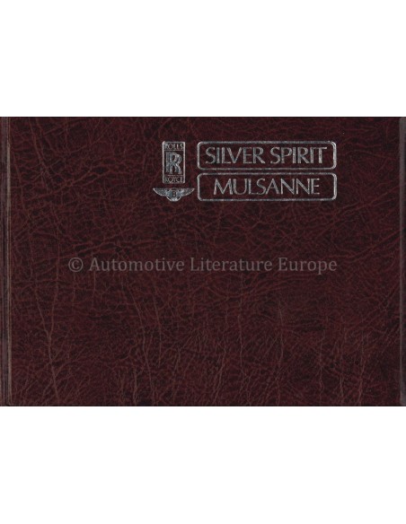 1986 ROLLS ROYCE SILVER SPIRIT / BENTLEY MULSANNE OWNERS MANUAL ENGLISH