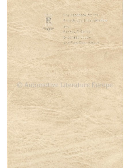 1968 ROLLS ROYCE SILVER SHADOW / BENTLEY T SERIES INSTRUCTIEBOEKJE ENGELS