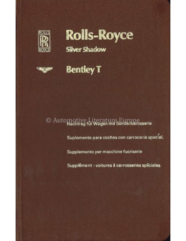 1970 ROLLS ROYCE SILVER SHADOW / BENTLEY T SERIES INSTRUCTIEBOEKJE SUPPLEMENT