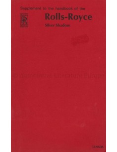 1968 ROLLS ROYCE SILVER SHADOW INSTRUCTIEBOEKJE SUPPLEMENT ENGELS