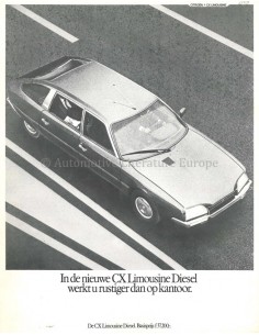 1980 CITROËN CX LIMOUSINE DIESEL DATENBLATT NIEDERLÄNDISCH