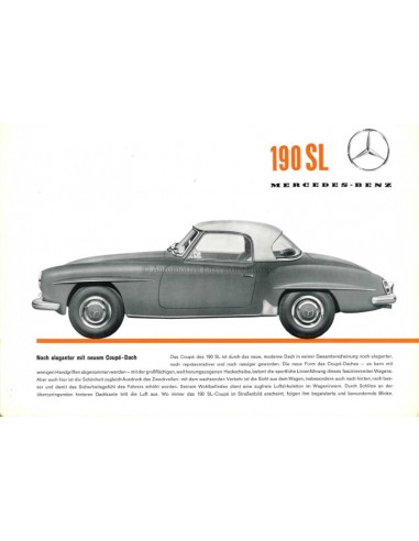 1959 MERCEDES BENZ 190 SL LEAFLET DUITS