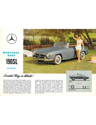 1960 MERCEDES BENZ 190 SL LEAFLET ENGELS USA
