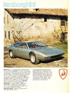 1973 LAMBORGHINI PRICE LIST BROCHURE ENGLISH