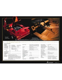 1989 LAMBORGHINI COUNTACH 25TH ANNIVERSARY DATENBLATT ENGLISCH USA 2