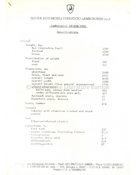 1986 LAMBORGHINI LM-002 / LM-004 PERSMAP ENGELS