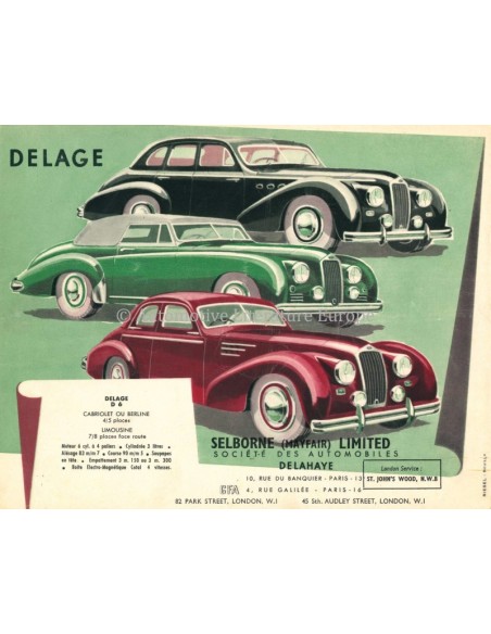 1951 DELAHAYE / DELAGE GFA BROCHURE FRANS
